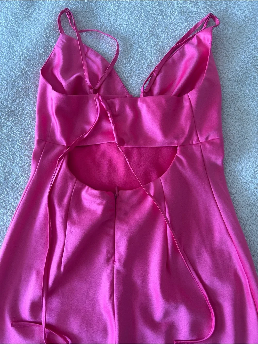 Dynamite Hot Pink Satin Slip Dress - Spaghetti Strap - Picture 4 of 5